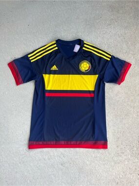 adidas Kids Navy Soccer Jersey with Yellow and Red Accents